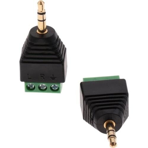 2.5mm 3 Pole Stereo Male Plug To Audio Screw Video Terminal Converter 1 Pair