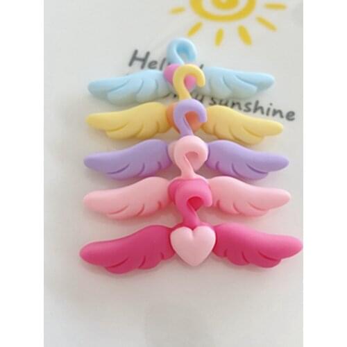 20Pcs Kawaii Heart Wing Hanger Flatback Resin Cabochon Dollhouse Decoration Play DIY Scrapbooking Craft Hair Accessories 44x17mm