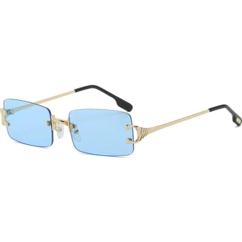 2021 Fashion Modern Rectangle Rimless Style Tint Ocean Lens Sunglasses ins Women Vintage Design Sun Glasses 8095