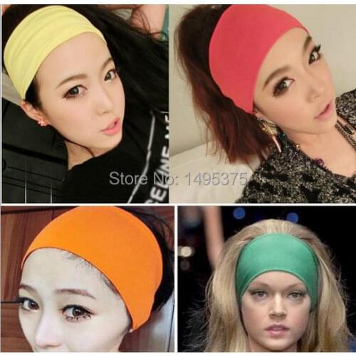 240pcs/lot Fashion Candy color Girls wide yoga headband for women Sports hairband Elastic Hair Bands headwear