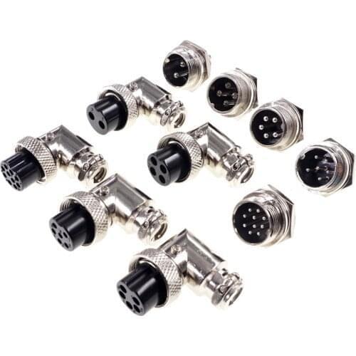 5set GX20 2/3/4/5/6/7/8/9/10/12/14/15 Pin Male + Female 20mm M20 Circular Wire Panel Aviation Connector Socket Plug Right Angle