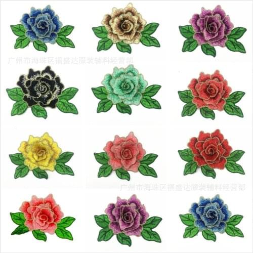 50pcs/Lot Embroidery Letters Clothing Decoration Accessories Rose Flower Diy Iron Heat Transfer Applique Cute Patch
