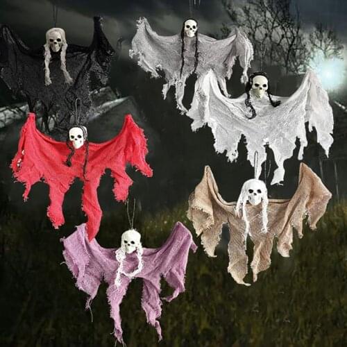 6PCS Halloween Hanging Ghost Decoration Horror Props Supplies For Home Party Haunted Houses Decor Halloween Decoration Stickers