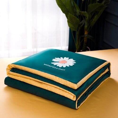 AB side throw blanket washed silk summer quilt free breath white flower duvet thin comforter home textile bedspread 2020 new bed