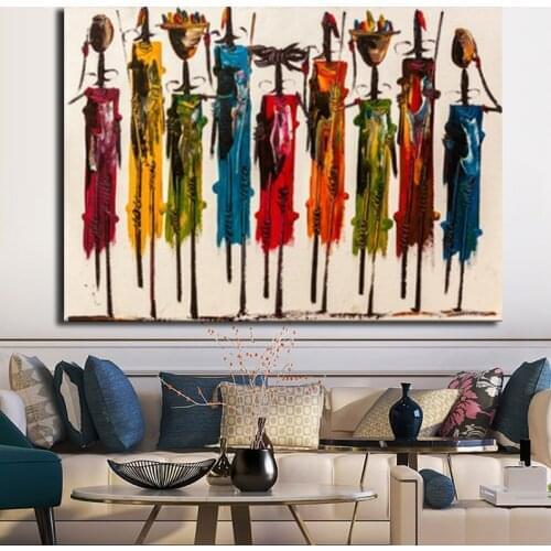 Abstract African Woman Oil Painting on Canvas Posters and Prints Wall Art Portrait Pictures for Living Room Home Decor No Frame