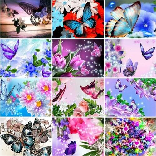 DIY 5D Diamond Painting Butterfly Flower Full Round Rhinestone Diamond Embroidery Animal Mosaic Cross Stitch Kits Decor Home