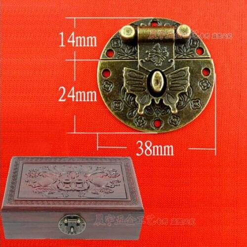 Free shipping 10pcs/lot WholesaleAntique Wine box Jewelry box hardware Latch Box lock Buckles wooden box Hasp lock 38*38mm