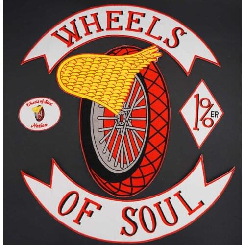 Wheels of Soul Large Embroidery Punk Biker Patch for Clothing Hat Bags Iron on Backing