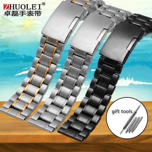 Fine steel watch with universal solid stainless steel watch chain folding buckle accessories 16mm 18mm 20mm 22mm 24mm