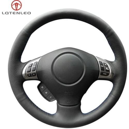 LQTENLEO Black Artificial Leather Steering Wheel Cover For Subaru Forester 2008-2012 Impreza 2007-2014 Legacy Outback 2006-2009
