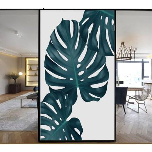 Decorative Windows Film Privacy Plant Leaves Stained Glass Window Stickers No Glue Static Cling Window Cling Window Tint 18