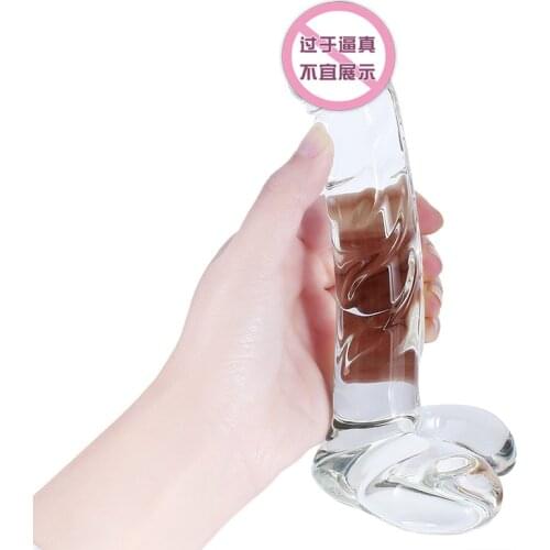 Glass Dildo Fake Penis Crystal Anal Beads Butt Plug G Spot Female Masturbation Toys Dildo Realistic Big Dildo for Women Sexy Toy
