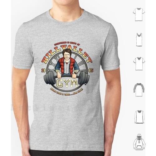 Hill Valley Gym T Shirt Big Size 100% Cotton Back To The Future Marty Time Machine Flux Capacitor Bttf Gym Hill Valley Workout