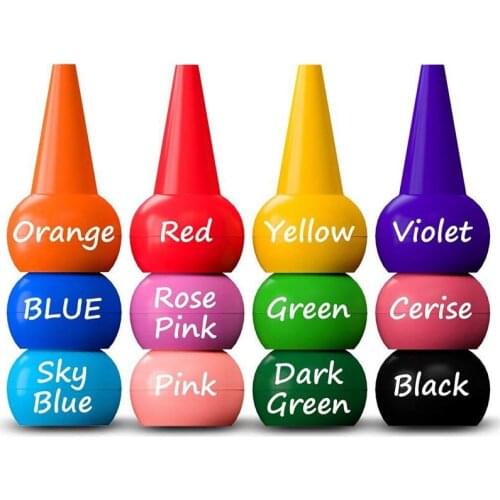 Finger Crayons for Toddlers, 12 Colors Finger Paint Palm Grip Crayons for Babies Toddler Crayons Washable Finger Paint Non toxic