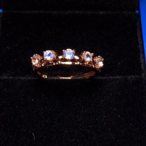 S925 silver Natural light blue moonstone ring natural gemstone ring fashion delicate Lovely woman girl Row party gift jewelry