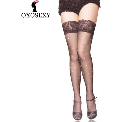 4 Colors Dot Widen Lace Thigh High Stockings Nylon Stockings Hosiery Stay Up Stockings Women Medias Lingerie Sexy Stockings 490