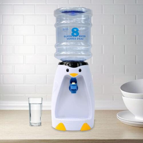 Cute Penguin Style Water Dispenser with Bottlet 8 Glasses Water Dispenser Stand Mini Desktop Cartoon Silicone Tube Dispenser