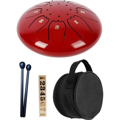 Mini Steel Tongue Drum Metal Hand Drum 5 Inch C Tone 8 Notes Percussion Instrument Stainless Steel with Storage Bag Drumstick
