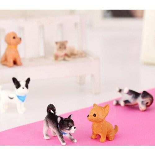 6pcs 1:12 Doll House Model Cat And Dog Home Dollhouse Miniature Decoration