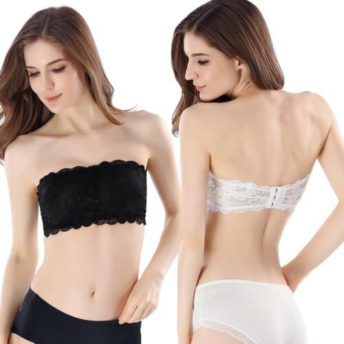 3-Colour Fashion Sexy Women Lace Tube Crop Tops Ladies Elastic Breathable Strapless Bra Seamless Female Underwear Bandeau