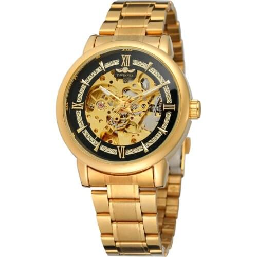 WINNER Men Skeleton Mechanical Watch Fashion Men Stainless steel Automatic Watch Male Clock Relogio Masculino erkek kol saati