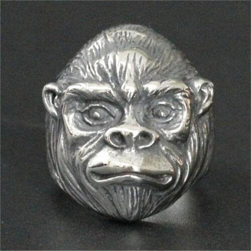 Support Drop Ship Great Animal Gorilla Ring 100% 316L Stainless Steel Jewelry Punk Ape Man Shape Ring