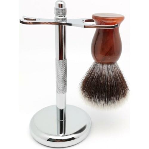 TEYO Synthetic Shaving Brush Set Include Shaving Stand and Brush for Man Wet Shave Cream Kit Tools