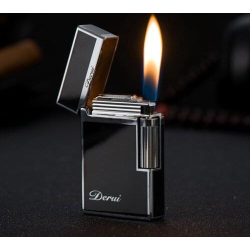 Customizable High-grade Metal Butane Gas Lighter Open Flame Mini Square Cigarette Lighter Inflatable Lighters Gadgets For Men