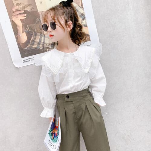 2021 Spring Summer New Girls Fashion Shirt + Pants Baby Child Suit 2 Pieces Girls Clothing Sets Childrens Clothes Outfits W128