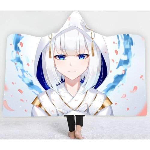Azur Lane Hooded Blanket Japan Anime Cartoon Fleece Blanket Nap Office Wearable Blanket 3D Print Picnic Travel Throw Blanket