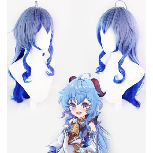 Wig Long Blue Gradient Hair 75cm Wig Cosplay Anime Cosplay Wig Heat Resistant Synthetic Wig Halloween Birthday Party Prop Wig