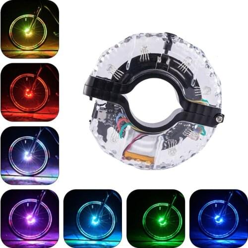 Rechargeable Bike Wheel Hub Lights,Waterproof LED Cycling Light RGB Colorful Bicycle Spoke Lights for Safety Warning and Decorat