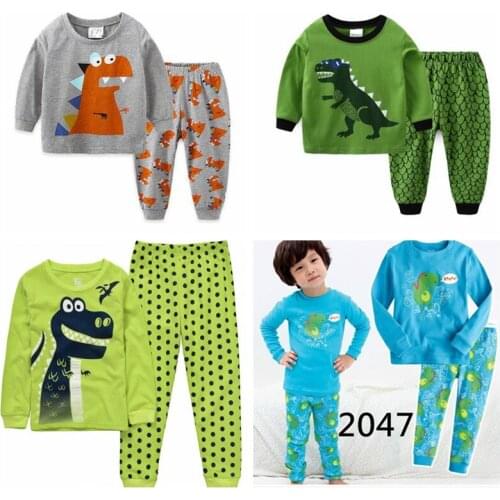 New Kids Dinosaur Pajamas Set Baby Clothes Suits Boys Pajamas Fashion Toddler Nightgown Sleepwear Clothing 100% Cotton 2-7 Year