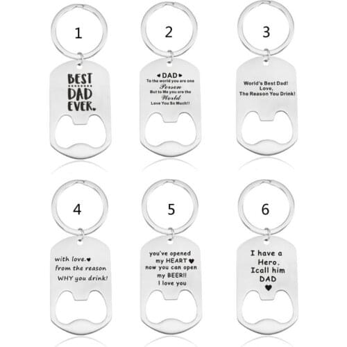 Fathers Day Gift Bottle Opener Keychain Dad You are The World from Daughter Son Wife Stainless Steel Keychain for Dad