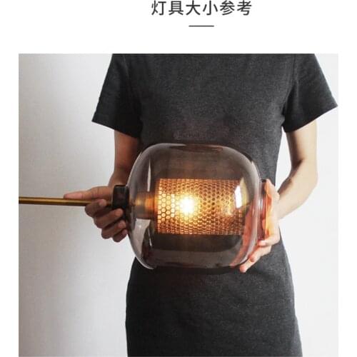 Industrial Loft Smoke-grey Candy Can Glass Pendant Lights Coffee Shop Aisle Bar Ins Bedroom Dining Room Iron Mesh Pendant Lamps