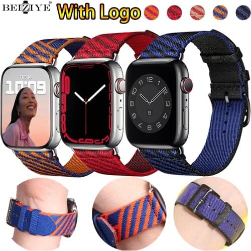 Nylon braid Jumping Single Tour Strap For Apple watch 44mm 42mm 40mm 38mm Sport Loop Watchbands for iWatch series SE 6 5 4 3 2 1