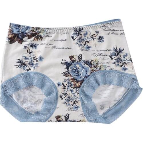 Sexy Lace Comfortable Panties Womens Stretch Breathable Midwaist-hip Panties Lace Print Fashion Ladies Panties HJK3