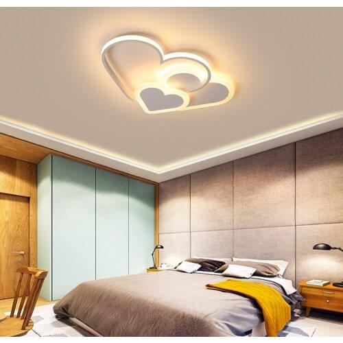 Nordic wrought iron LED bedroom ceiling lamp living room heart-shaped lighting childrens room decorative lights