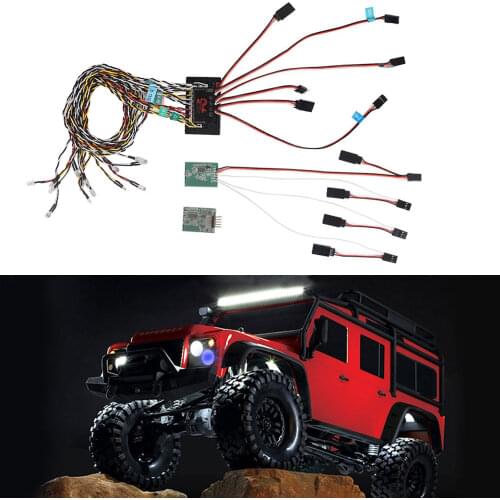 LED Light Model Car Linkage Lamp Group 14 Lamp with Wireless Transmission Module for 1/8 1/10 RC Crawler SCX10 TRX4 D90 YK4102