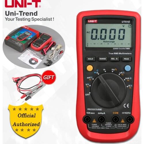UNI-T UT61A/UT61B/UT61C/UT61D/UT61E Auto Range Digital Multimeter; Resistance/Capacitance/Frequency/Temperature Test, RS-232