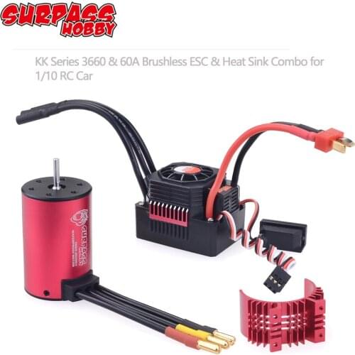 SURPASSHOBBY KK Waterproof Combo 3660 5.0mm 1750KV 2200KV 2600KV 3100KV 3500KV Brushless Motor w/Heat Sink 60A ESC for RC Car