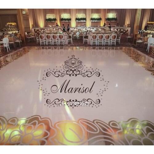 Custom Names Waterproof Floor Stickers Girls Dance Floor Decal Vinyl Removable Fancy calligraphy Font monogram Sticker ZA112C