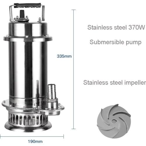 High Quality 0.37KW Stainless Steel 304 Sewage Water Pump with 4M3/H Flow 6M Lift Max Submersible Pump