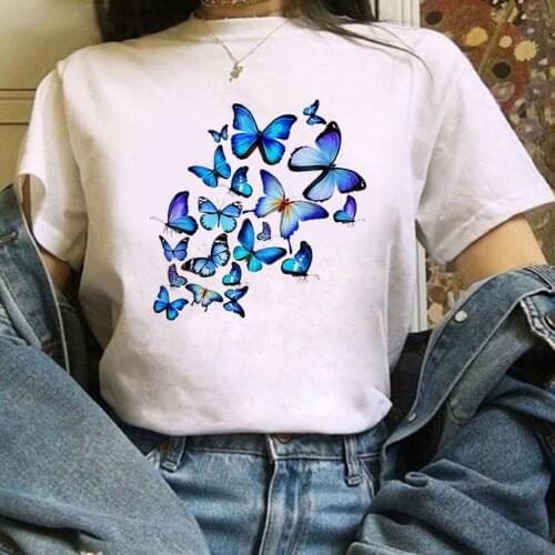Ladies cute clothes Harajuku T-shirt Colorful butterfly T-shirt cool T-shirt cartoon female graphic T-shirt kawaii shirt