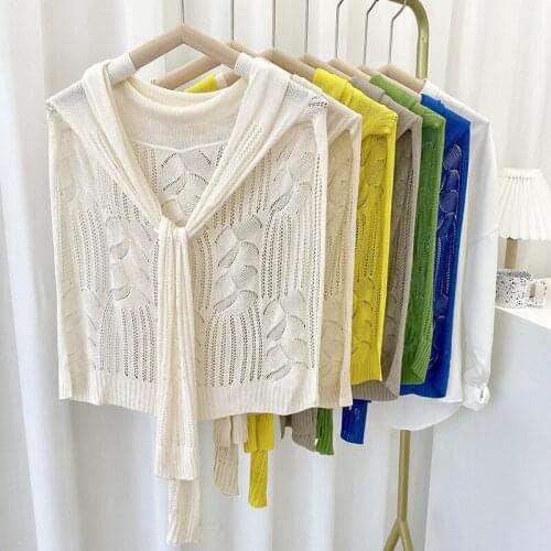 Knitted Fake Collars for Women Crochet False Shirt Collar Female Adjustable Blouse Sweater Neckline Detachable Collar