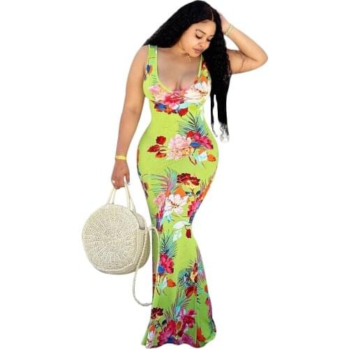 Women Dresses Summer 2021 Vestido De Mujer Sweet Girl Tie Dye Backless Elegant Party Night Club Sexy Dress Wholesale