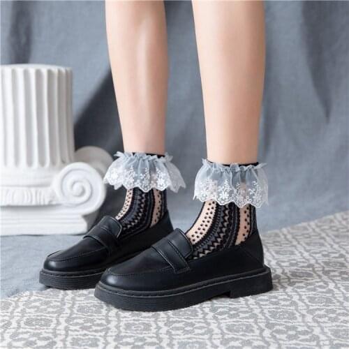 Women Socks 2021 Spring Summer New Fashion Japanese Style Retro Lace Thin Mesh Breathable Sweet Girls Lolita Socks For Lady