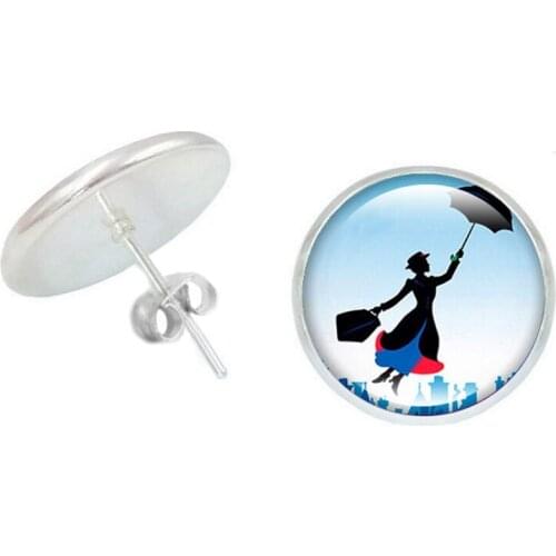 2019 New Romantic Girl Mary Poppins Time Glass Dome Earrings Earrings Silver Retro Ladies Jewelry