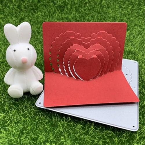 3D three-dimensional heart-shaped rectangular greeting card hand-embossed DIY album scrapbook greeting card decoration metal cut