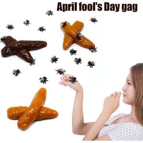 5Pcs/Set Funny Realistic Sticky Mischief Turd Gag Shits Fake Feces Turd Classic Shit and fly Practical Gag Joke Gadget Toy